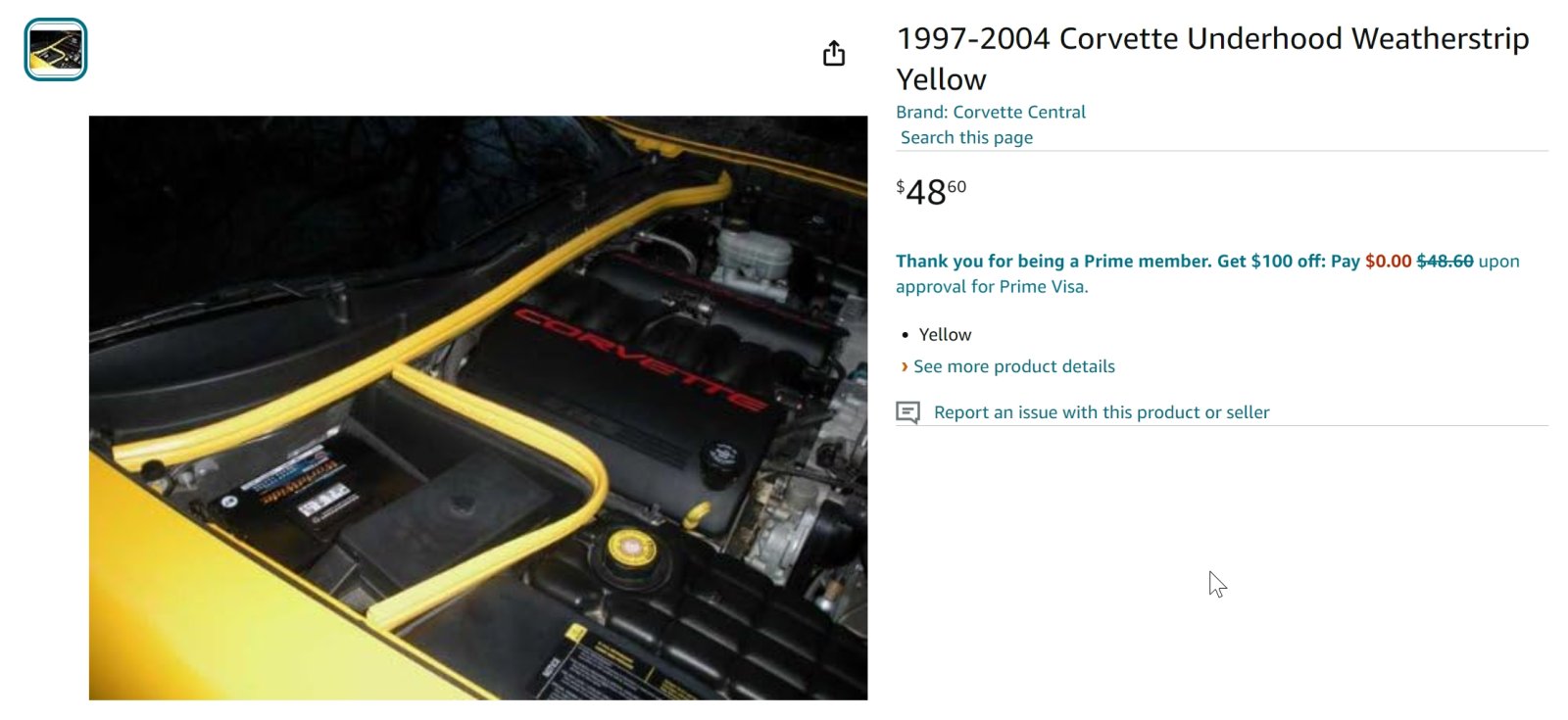 1997-2004 Corvette Underhood Weatherstrip Yellow _ Automotive - Brav.jpg